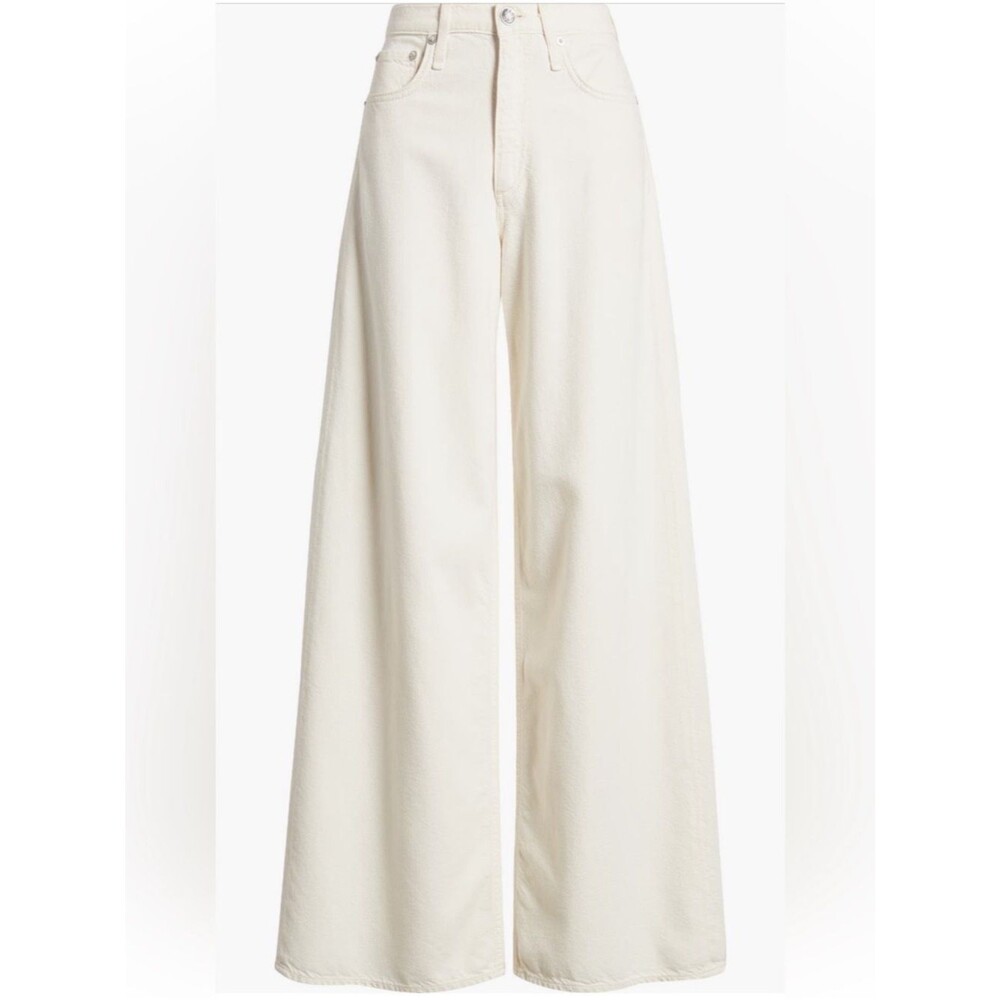 rag & bone Sofie Featherweight
Wide Leg Jeans Ecru cream ivory white size 28